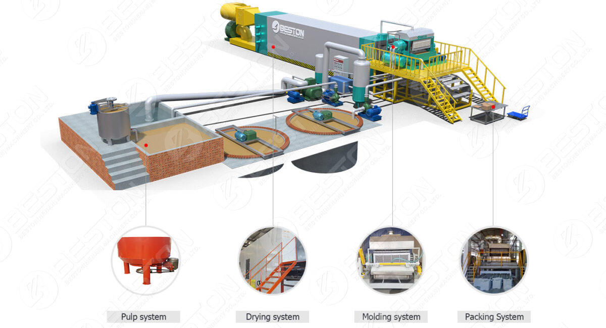 3D Layout of Egg Tray Machinery